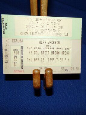 Vintage Alan Jackson Concert Ticket Stud - Kansas Coliseum - 1999